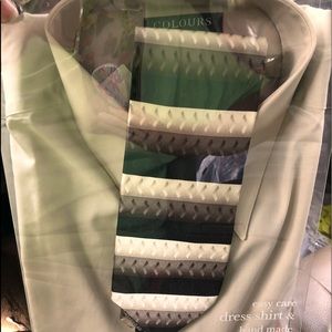New dress shirt and tie, taupe, SS 17, 17 1/2